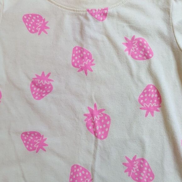 Cat & Jack Outfit 4T Shirt Shorts Strawberry  Neon Cotton Gray Yellow Summer - Picture 2 of 9